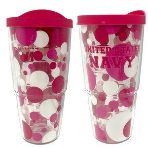 TERVIS- Tumbler 24oz. United States Navy Pink Polka Dots Pink Lid Breast Cancer